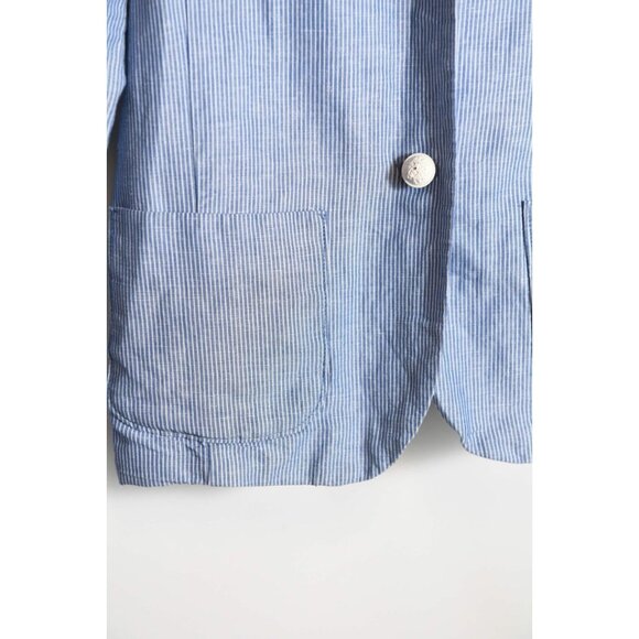 Gap Women's Blue White Seersucker Striped Academy Blazer Jacket Pockets Size 4 - Picture 5 of 10